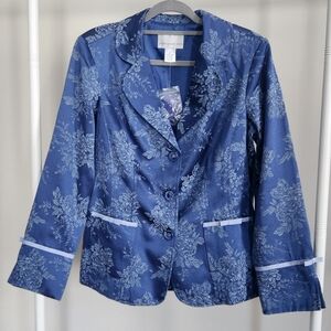 NWT Susan Graver Navy Floral Blazer